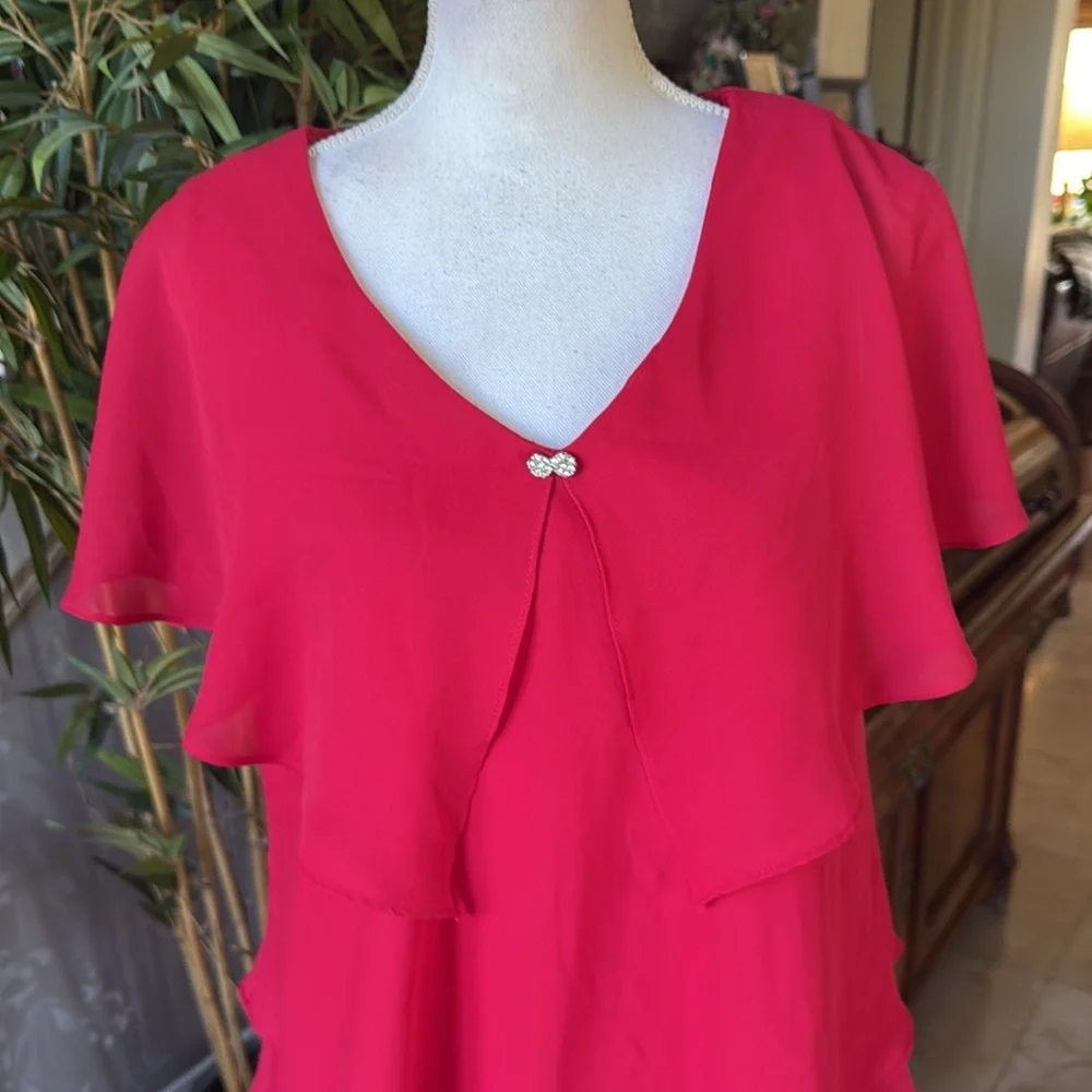 Coldwater Creek ladies fully lined ruffled layer dress size 16 excellent condi - Picture 14 of 16